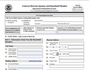 Form I-864A - CONTRACT BETWEEN SPONSOR AND HOUSEHOLD MEMBER