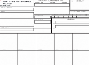 iDENTITY HISTORY SUMMARY REQUEST (FD-1164 FORM)