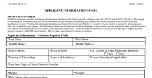 APPLICANT INFORMATION FORM (I-783)