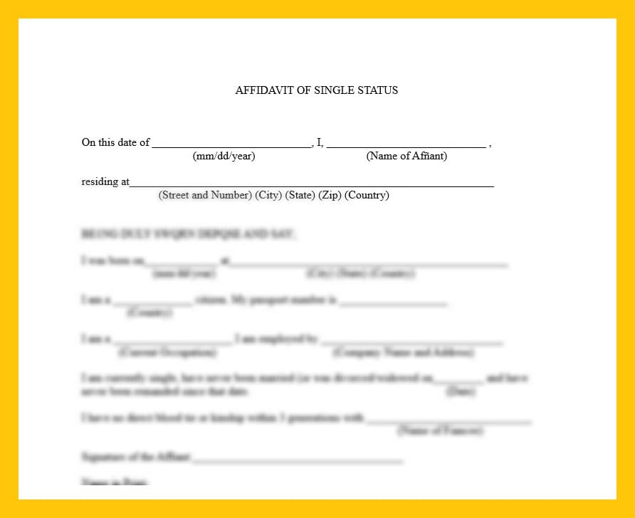 China Affidavit of Single Status