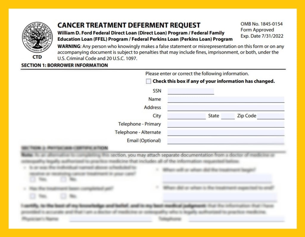 CANCER TREATMENT DEFERMENT REQUEST