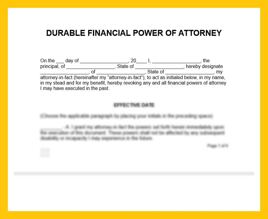 Durable Financial Power of Attorney Form