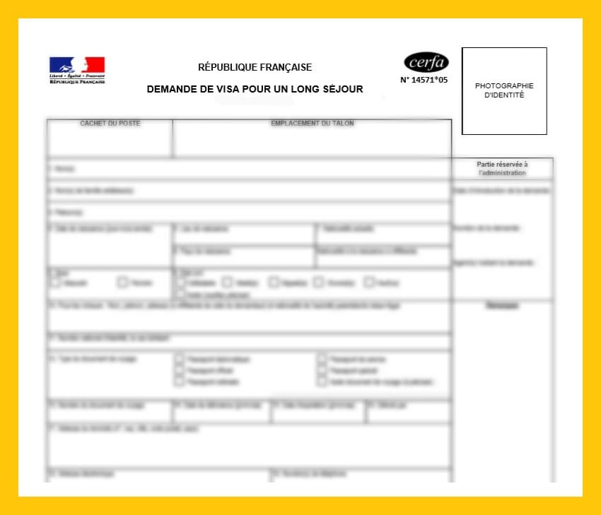 FRENCH REPUBLIC LONG STAY VISA APPLICATION FORM (FRENCH)