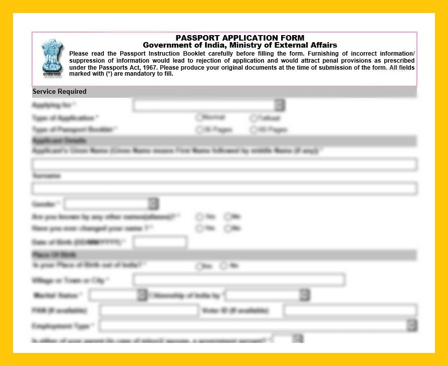 Passport Application for India