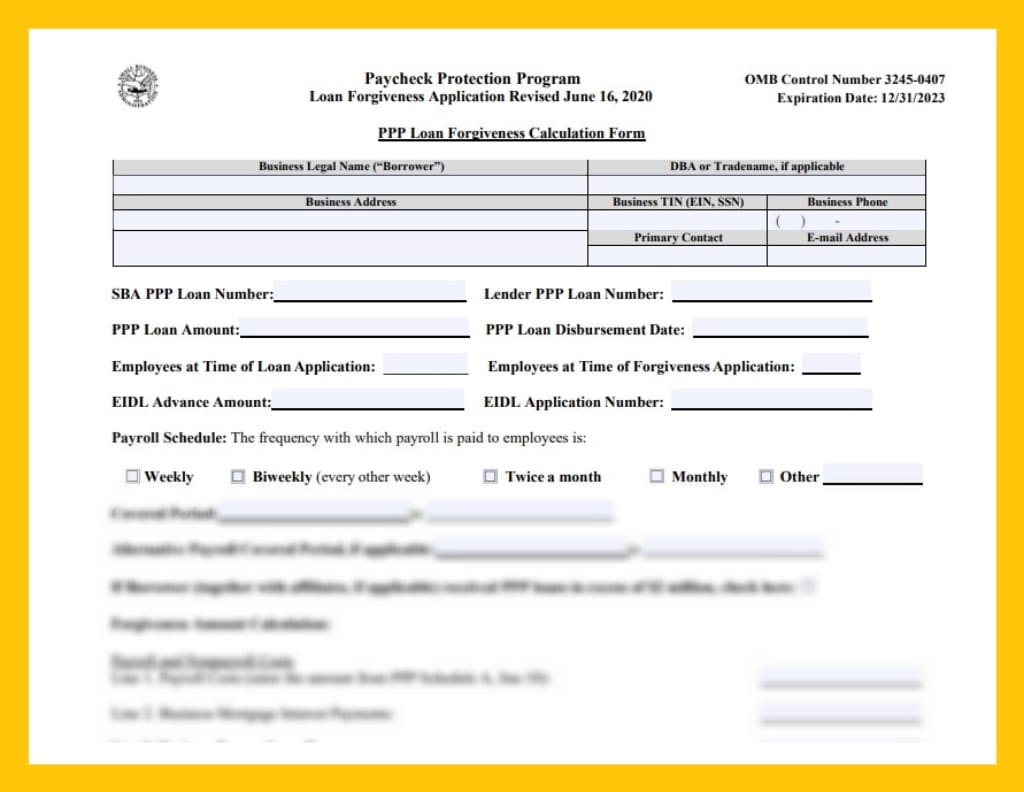 PPP Loan Forgiveness Calculation Form