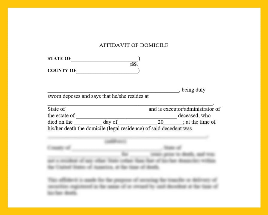 AFFIDAVIT OF DOMICILE