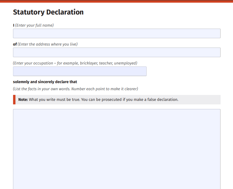 (New Zealand) Statutory Declaration