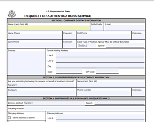 DS-4194 REQUEST FOR AUTHENTICATIONS SERVICE FORM