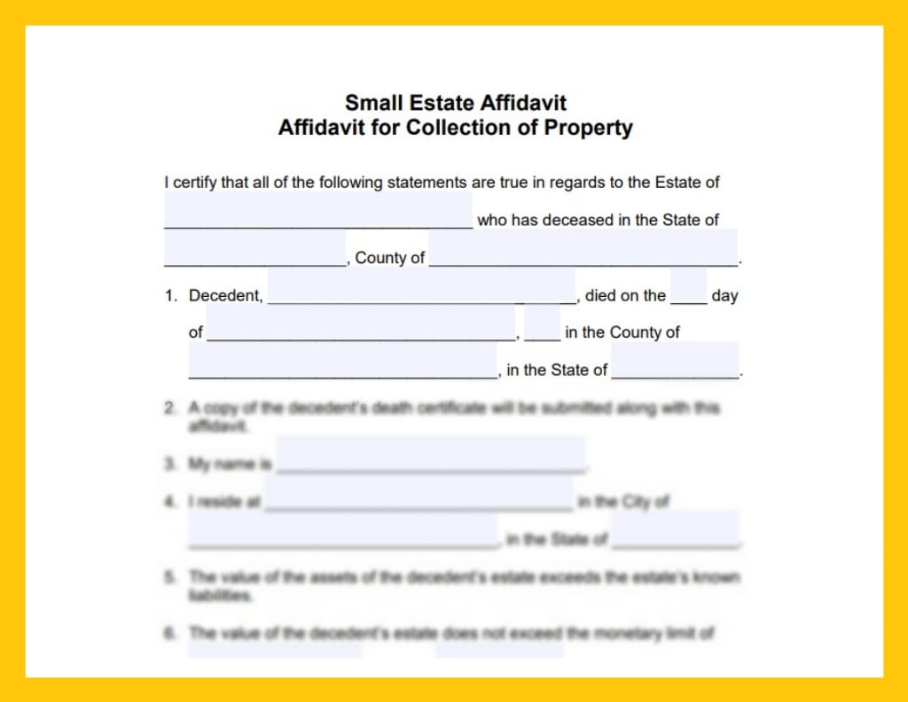 Small Estate Affidavit for Collection of Property