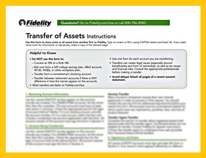 Fidelity Transfer of Assets Form